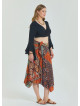 Brown Plus Size Skirt with Waist Tie and Gipe Detail 4593